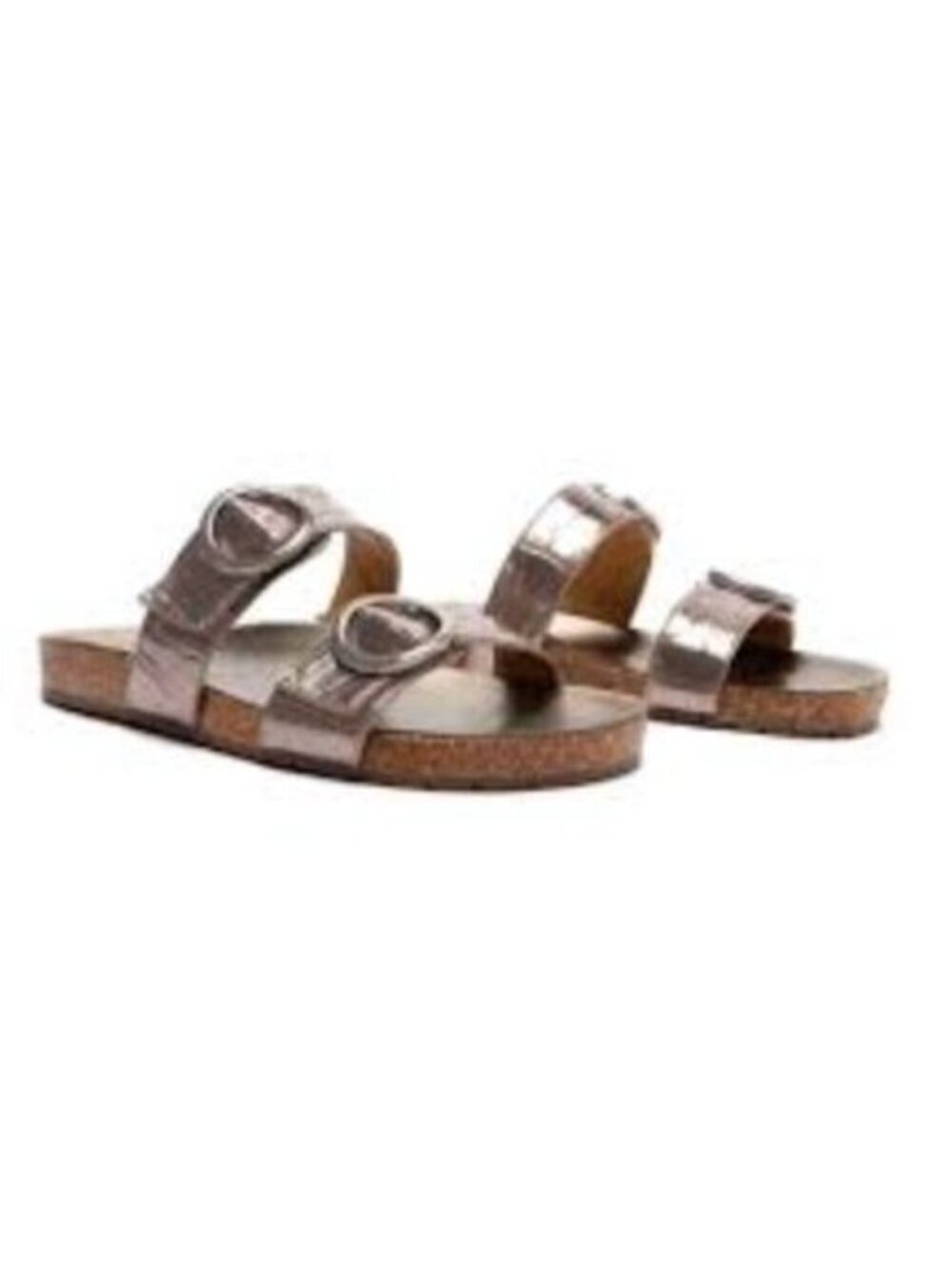 Anacapri Silver Leather Crocodile Slide Metallic Sandals EU 40